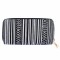 Portofel textil de dama dublu, Pufo Black Lines, cu fermoar, 20 x 12 cm, negru