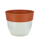 Cumpara ieftin Ghiveci flori plastic gri deschis maro 37,5 x 30 cm