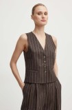 Day Birger et Mikkelsen vestă de in Frida - Casual Linen Stripe culoarea maro, un singur rand de nasturi, DAY65243245