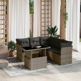 Cumpara ieftin Set mobilier grădină cu perne, 6 piese, gri, poliratan