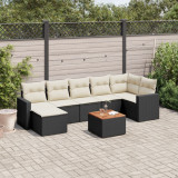 Set mobilier de gradina cu perne, 8 piese, negru, poliratan GartenMobel Dekor, vidaXL