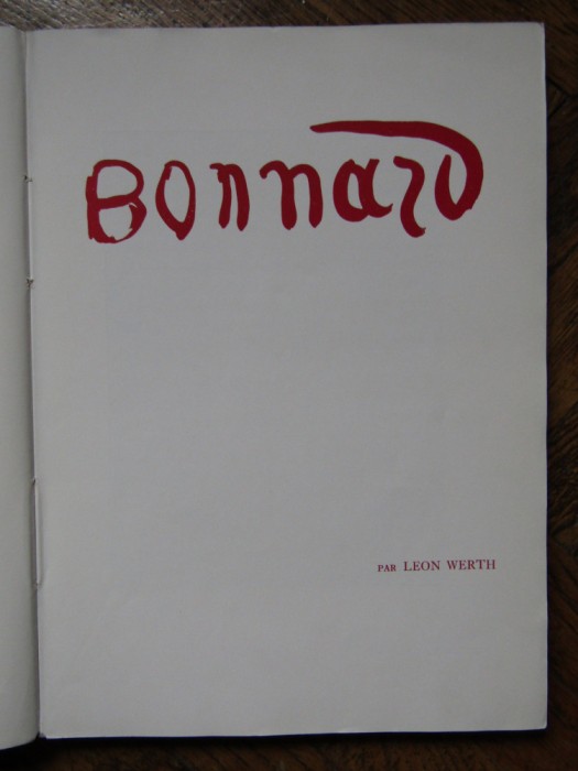 BONNARD par LEON WERTH , 1923
