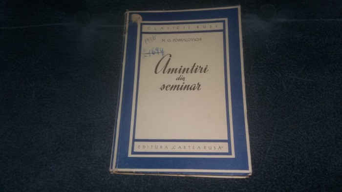 N G POMIALOVSCHI - AMINTIRI DIN SEMINAR 1951