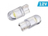 Set 2 Becuri LED W5W T10 12V Auto 6500K Alb Lumina Exterior