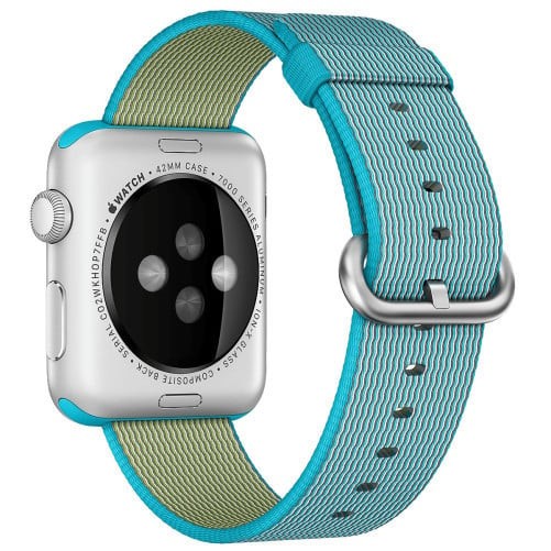 Curea iUni compatibila cu Apple Watch 1/2/3/4/5/6/7, 44mm, Nylon, Woven Strap, Electric Blue