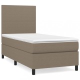 Cumpara ieftin Pat box spring cu saltea, gri taupe, 90x200 cm, textil