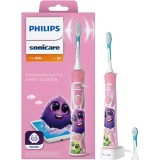Periuta electrica sonica Philips Sonicare Kids HX6352/42, 62000 miscari/minut, 2 moduri de curatare, conectivitate la aplicatie, 2 capete de periere,