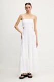 Rip Curl rochie din bumbac culoarea alb, maxi, evazată