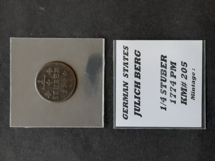 1/4 Stuber 1774 PM, Statele germane (Julich Berg) - A 3999