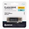 Flash Drive Platinet C-DEPO 64GB, USB 3.0 + Type-C, Metal/Plastic, Inel Chei, OTG