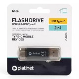 Flash Drive USB 3.0 + TYPE C 64GB C-DEPO PLATINET PMFC64S