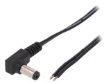 Cablu DC 5,5/2,1 Mufă Unghi Negru 1,46m 2x0,5mm&sup2;