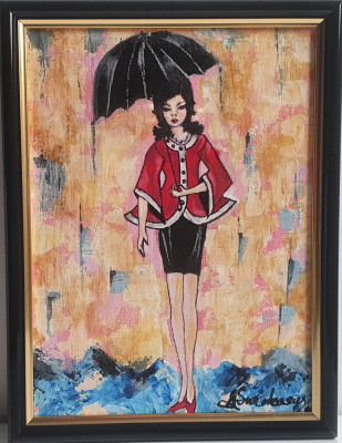 PICTURA, TABLOU modern, decorativ,&amp;quot;Ploaie&amp;quot;, NOU , pictor roman consacrat foto