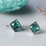 Cumpara ieftin Cercei din Argint 925 , zDeep Emerald, cu Cristale Verzi Patrate, 5.73g