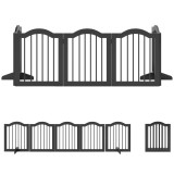 PawHut Gard delimitare pentru c&acirc;ini, grilaj de protecție independent cu picioare, pliabil, 5 panouri, 261,5 x 29,5 x 61 cm, Negru | Aosom Romania