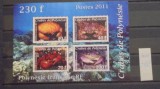POLINEZIA FRANCEZA - CRABI - BLOCK - 2011 - NEOBLITERAT., Fauna, Nestampilat
