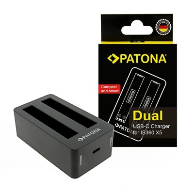 Patona incarcator dual pentru Insta360 X5 CINSBAHA incl. USB-C cable foto