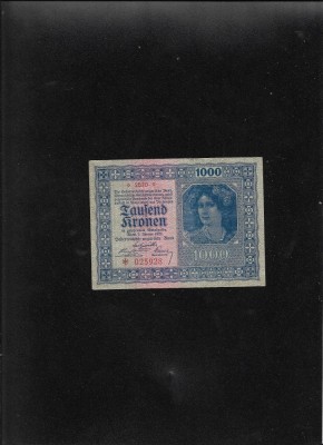 Rar! Austria Austro Ungaria 1000 1.000 kronen coroane 1922 seria025928 foto