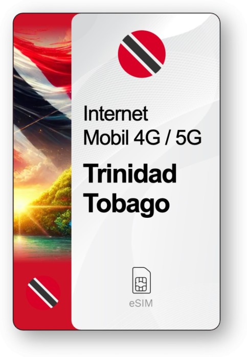 eSIM Internet Trinidad și Tobago, valabil 15 zile, trafic Nelimitat