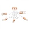 Lustar Ember Din Lemn Alb/Natural, Otel/Lemn, 5 Becuri Neregulate Minimalist De Interior