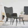VidaXL Scaun de relaxare cu taburet, gri &icirc;nchis, textil 327953