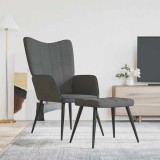 VidaXL Scaun de relaxare cu taburet, gri &icirc;nchis, textil