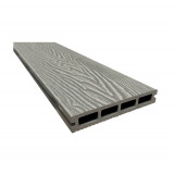 Placa deck terasa WPC 3D, tip pardoseala/dusumea WPC, 150x25 mm, gri deschis lemn
