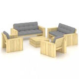 vidaXL Set mobilier de grădină cu perne, 5 piese, lemn de pin tratat 3065787
