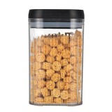 Cutie de Depozitare Alimente, Flippy, tip Container, 2L, Recipiente pentru Cereale in Bucatarie, Transparente cu Capac Negru