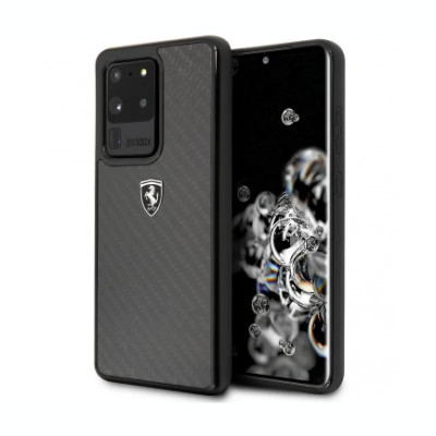 Husa Cover Ferrari Heritage Carbon pentru Samsung Galaxy S20 Ultra FEHCAHCS69BK Black foto