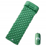 VidaXL Saltea de camping gonflabilă, cu pernă, 1 persoană, verde