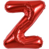 Balon folie metalizata litera z, flippy, 40 cm, umflati cu heliu sau aer, ambalaj individual, pai inclus, rosu