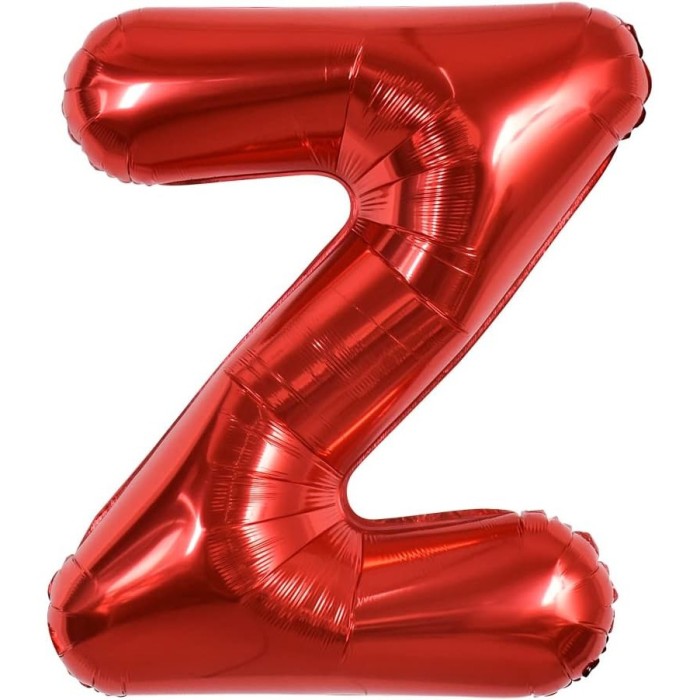 Balon folie metalizata litera z, flippy, 40 cm, umflati cu heliu sau aer, ambalaj individual, pai inclus, rosu