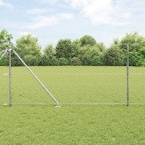 &Icirc;mprejmuire Hexagonală vidaXL 1x10 m Oțel Galvanizat, St&acirc;lpi de &Icirc;mprejmuire vidaXL cu Spike 7 pcs &Oslash;32 mm 120 cm Oțel Galvanizat
