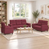 Cumpara ieftin Set de canapea 3 pcs Rosu Vin Tesatura