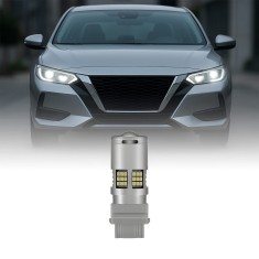 Bec LED Auto T20 7443 cu 2 faze si Lupa, 60 LED-uri Premium Culoare Alb 6000K pentru Pozitie sau DRL, lumini de zi, CANBUS, fara eroare de bec ars, 12