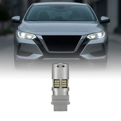 Bec LED Auto T20 7443 cu 2 faze si Lupa, 60 LED-uri Premium Culoare Alb 6000K pentru Pozitie sau DRL, lumini de zi, CANBUS, fara eroare de bec ars, 12 foto