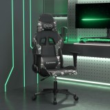 VidaXL Scaun de gaming de masaj, negru și camuflaj, piele ecologică