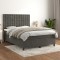 Gossi pat box spring cu saltea, gri inchis, 140x190 cm, catifea