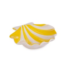 Platou portelan alb galben Scoica 17x14,5x3,7h