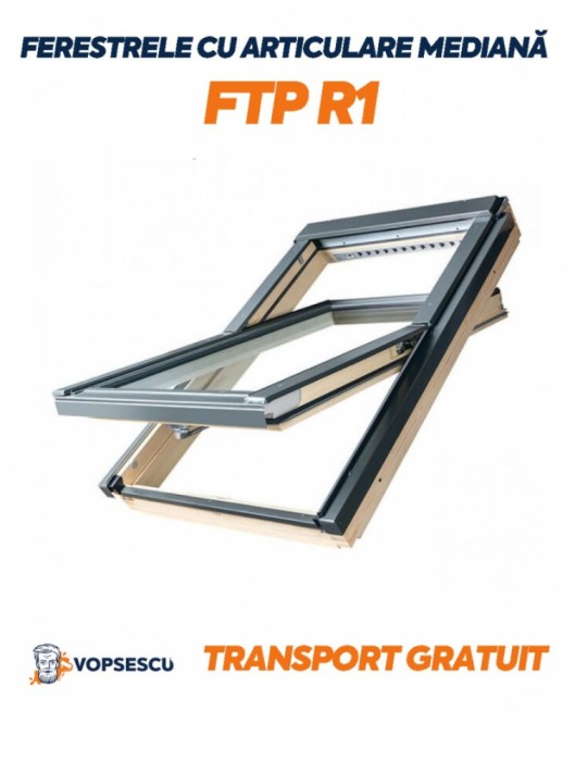 Fereastra cu articulare mediana cu geam dublucameral, Fakro, Model FTP R1
