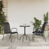 vidaXL Set mobilier de grădină, 3 piese, negru, oțel 3203728