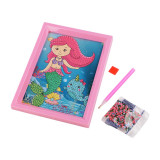 Set creativ copii pictura cu diamante Crisalida, 5 accesorii, 13,8 x 18,3 x 1,2 cm, Sirena roz