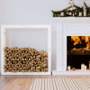 Rastel pentru lemne de foc, alb, 100x25x100 cm, lemn masiv pin, vidaXL