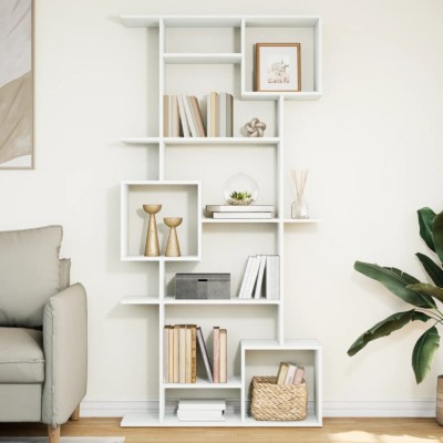 Gossi biblioteca, alb, 92x29x188 cm, lemn prelucrat foto