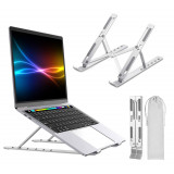 Suport Laptop reglabil, Stand pliabil, aluminiu, argintiu