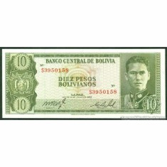 !!! BOLIVIA - 10 PESOS BOLIVIANOS L.1962 - P 154 17 - UNC / SERIA S3 foto