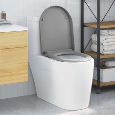 vidaXL Capac WC cu eliberare rapidă, &icirc;nchidere lentă, gri, duroplast