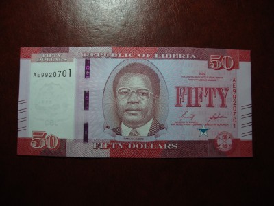 LIBERIA 50 DOLLARS 2022 UNC foto