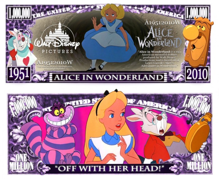 SUA = FANTASY NOTE (TJ6) = DESENE ANIMATE : ALICE IN TARA MINUNILOR - 2018 - UNC